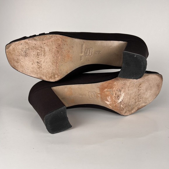 Vintage VAN ELi East Pumps Sz 6M Brown with 3 See-Through Stripes - Picture 9 of 12